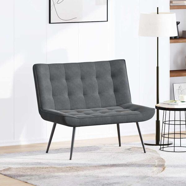 vidaXL sols, 110x74x84 cm, tum&scaron;i pelēks samts