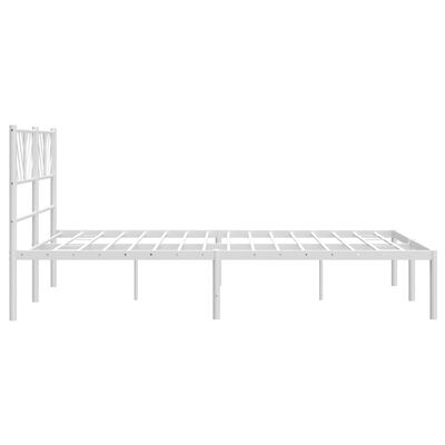 vidaXL gultas rāmis ar galvgali, balts metāls, 120x190 cm