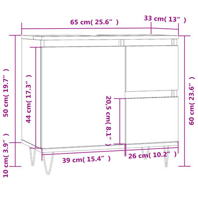 vidaXL vannasistabas skapītis, balts, 65x33x60 cm, inženierijas koks