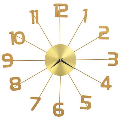vidaXL sienas pulkstenis, 50 cm, metāls, zelta krāsa