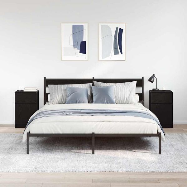 vidaXL naktsgaldiņi, 2 gab., melni, 39x35x65 cm, inženierijas koks