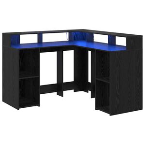 vidaXL Galds Melns ozolkoks Inženierijas koks 130 x 130 x 91 cm