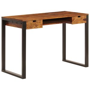 vidaXL rakstāmgalds, 110x55x78 cm, masīvs rožkoks un tērauds