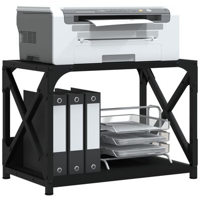 vidaXL printera statīvs, 2 līmeņi, melns, 44x26x31,5 cm, koks