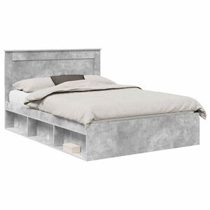 vidaXL Gultas rāmis Betona pelēks 150 x 200 cm Ciets priedes koks