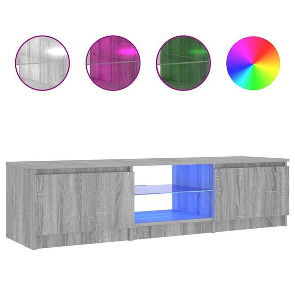 vidaXL TV skapītis ar LED, pelēka ozolkoka krāsa, 140x40x36 cm