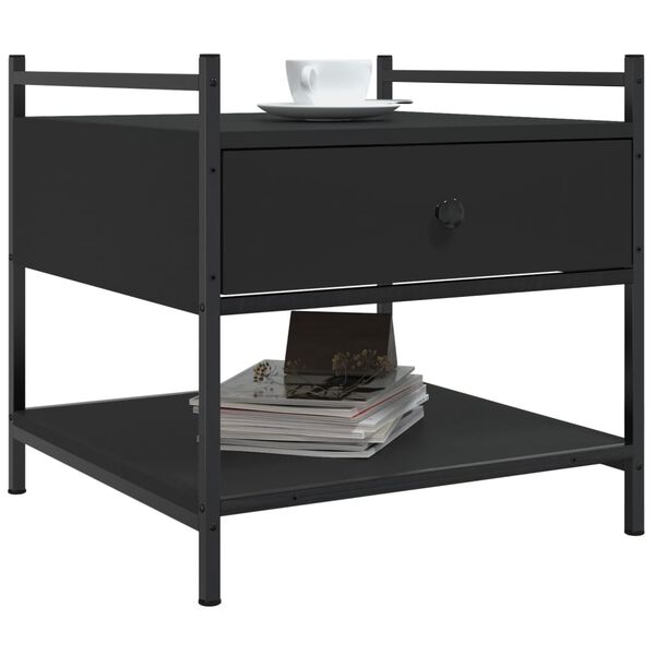 vidaXL kafijas galdiņš, melns, 50x50x50 cm, inženierijas koks