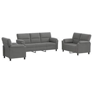 vidaXL Dīvānu komplekts 3 pcs Tum&scaron;i pelēka Samts