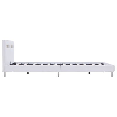 vidaXL gultas rāmis ar LED, balta mākslīgā āda, 120x200 cm