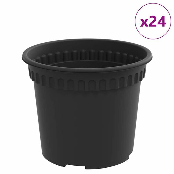 vidaXL Apaļais puķu pods 24 pcs Melna &Oslash; 12,5 x 10 cm Plastmasa