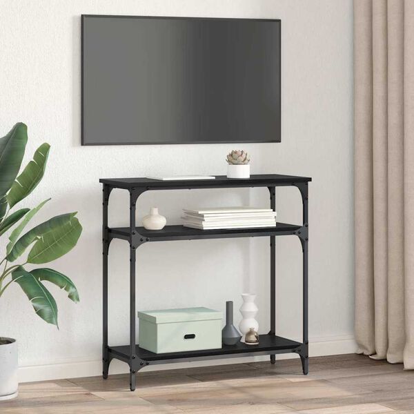 vidaXL Konsoles galds Melns ozolkoks 75 x 29 x 75 cm Inženierijas koks