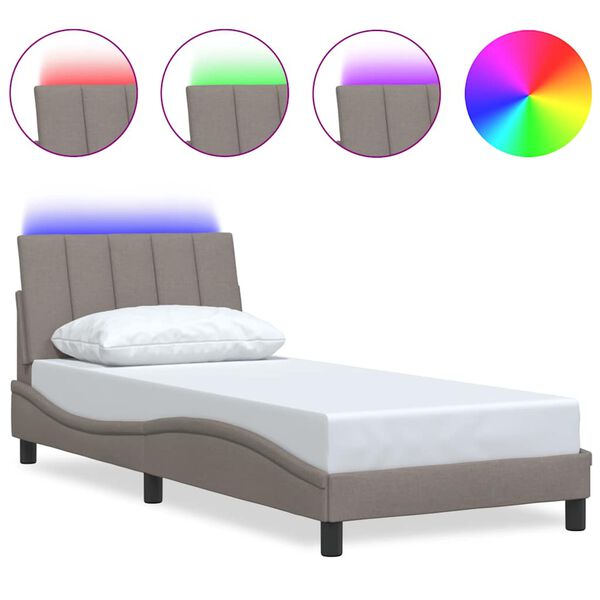 vidaXL gultas rāmis bez matrača, Hanko, pelēkbrūns, 90x190cm audums