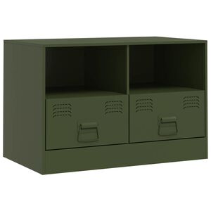 vidaXL TV skapītis, 67x39x44 cm, tērauds, olīvu zaļ&scaron;