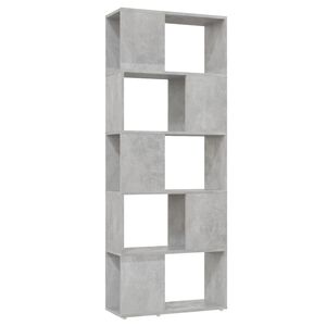 vidaXL grāmatu plaukts, betona pelēks, 60x24x155 cm