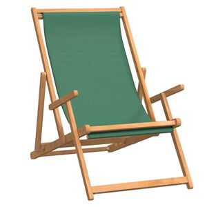 vidaXL Saliekamais krēsls, masīvkoka, tīkkoka zaļ&scaron;