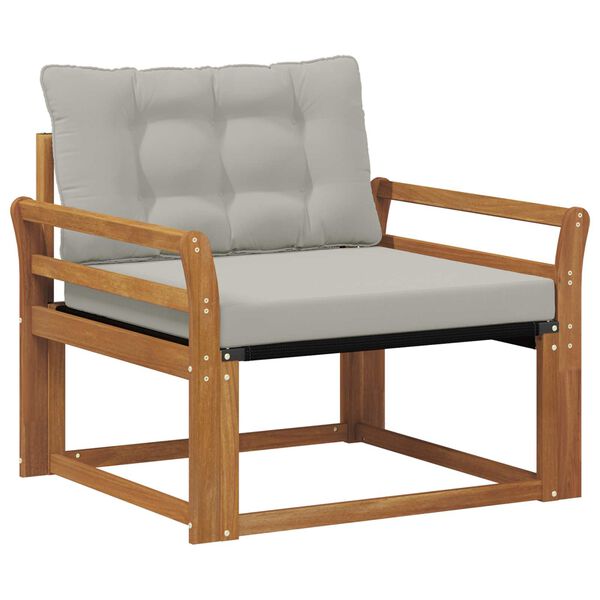 vidaXL Āra dīvānu komplekts Cieta akācijas koks un tekstilēns Dabiska