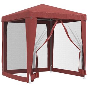 vidaXL svinību telts, ar 4 sieta sienām, 2x2 m, sarkana, HDPE