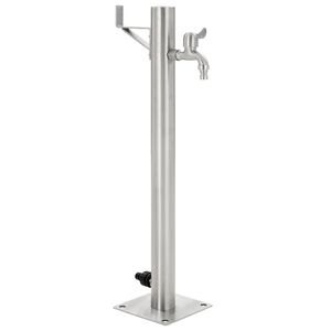 vidaXL dārza hidrants, nerūsējo&scaron;s tērauds, apaļ&scaron;, 65 cm