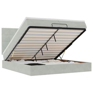 vidaXL Osmaņu gultas rāmis ar matračiem gai&scaron;i pelēks 200x200cm audums