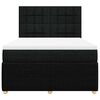 vidaXL atsperu gulta ar matraci, melna, 140x200 cm, audums