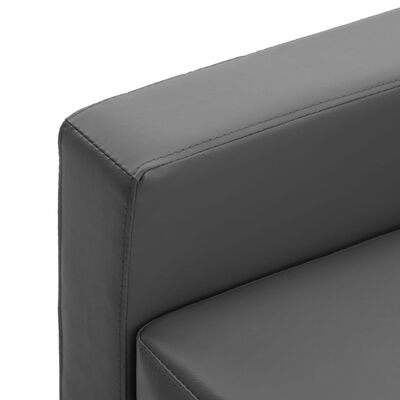 vidaXL trīsvietīgs dīvāns ar kājsoliņu, pelēka mākslīgā āda