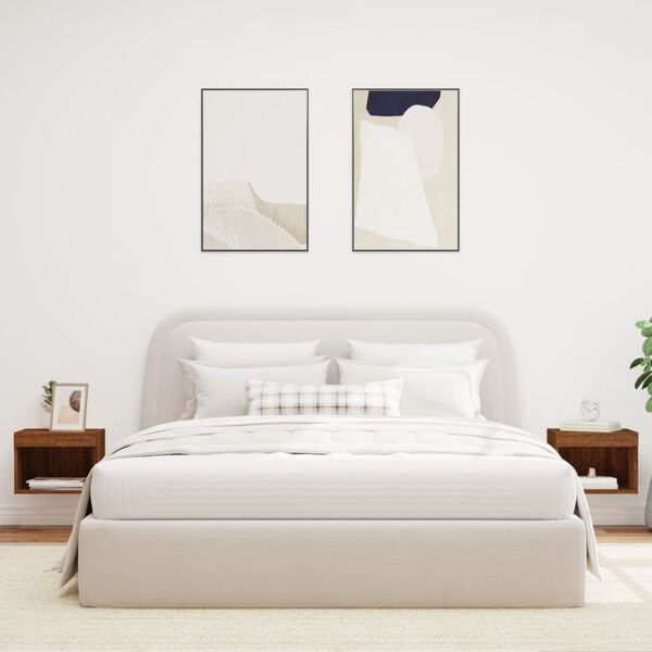 vidaXL sienas naktsskapīši ar LED, 2 gab., brūna ozolkoka