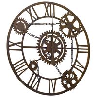 vidaXL sienas pulkstenis, brūns, 80 cm, metāls