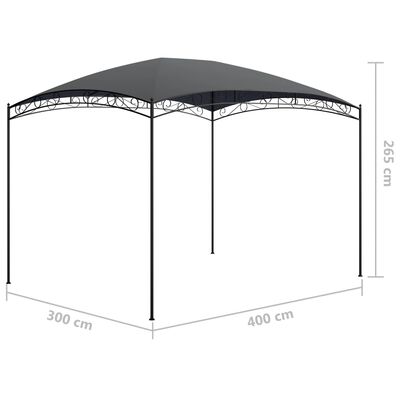 vidaXL dārza nojume, 3x4x2,65 m, antracītpelēka, 180 g/m²