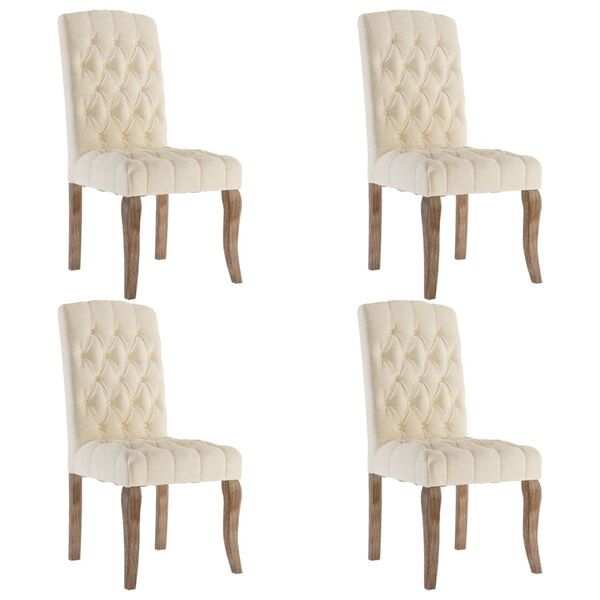 vidaXL virtuves krēsli, 4 gab., linam līdzīgs bē&scaron;s audums