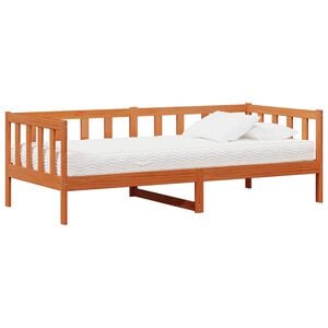 vidaXL Dienas gulta ar matraci Vasks brūns un balts 90 x 200 cm