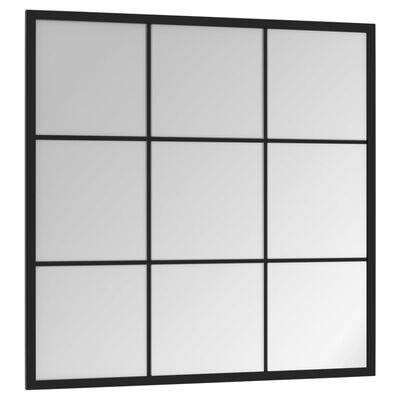 vidaXL sienas spogulis, melns, 60x60 cm, metāls