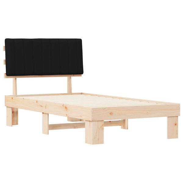 vidaXL Gultas rāmis ar polsterētu galvas balstu Melna 100 x 200 cm