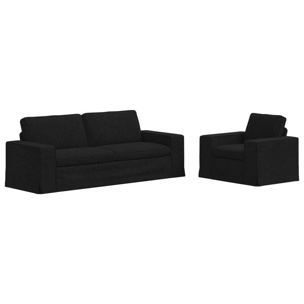 vidaXL Dīvāns 2 pcs Melna 182 x 80 x 82 cm audums