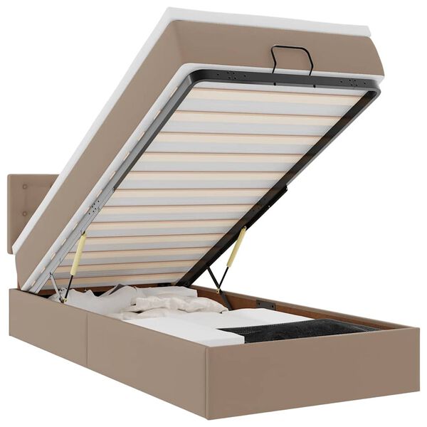 vidaXL Osmaņu gultas rāmis ar matrača kapučīno 90x190cm mākslīgā āda