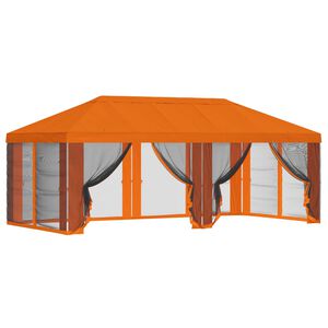 vidaXL Paviljona pārsegs ar sānu sienām 6 x 3 m Oranža Poliesters 190
