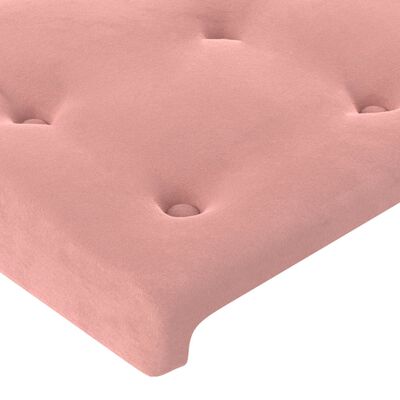 vidaXL gultas galvgalis ar LED, 200x5x78/88 cm, rozā samts