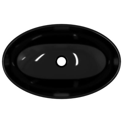 vidaXL izlietne, 54,5x35x15,5 cm, melns rūdīts stikls