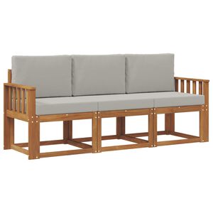 vidaXL Āra dīvānu komplekts ar spilvenu 3 pcs Dabīgs un gai&scaron;i pelēks