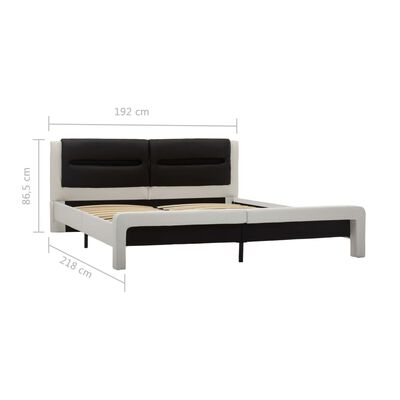 vidaXL gultas rāmis ar LED, balta un melna mākslīgā āda, 180x200 cm