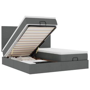 vidaXL Osmaņu gultas rāmis ar matračiem tum&scaron;i pelēks 160x200cm audums