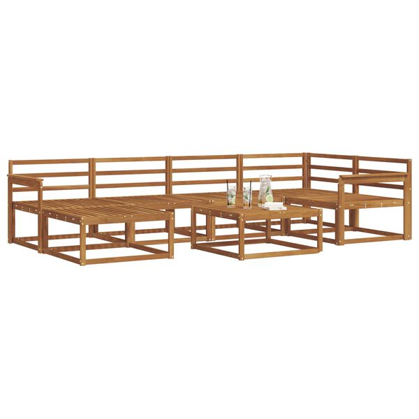 vidaXL Āra dīvānu komplekts 7 pcs Dabiska Cietā akācijas koks