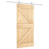 vidaXL Slīdo&scaron;ās durvis Dabisks un balts 95 x 210 cm Cieta priedes koks