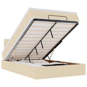 vidaXL Osmaņu gultas rāmis ar matrača krēmkrāsas 120x200 cm audums