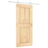 vidaXL Slīdo&scaron;ās durvis Dabisks un balts 90 x 210 cm Cieta priedes koks