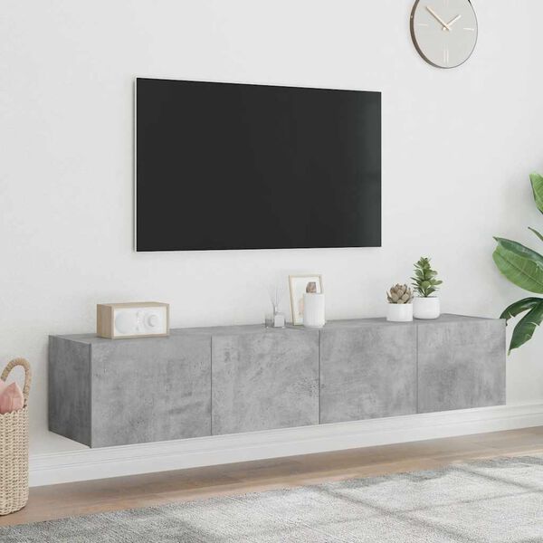 vidaXL TV galdiņi ar LED lampiņām, 2 gab., betona pelēki, 80x35x31 cm
