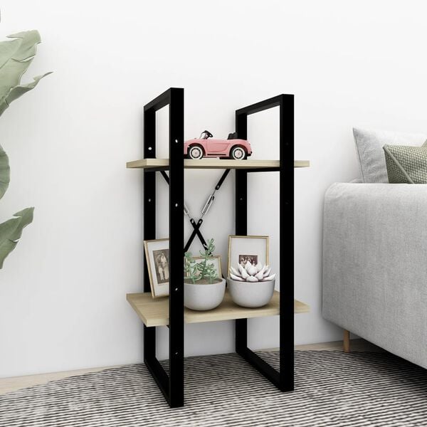 vidaXL 2-līmeņu grāmatu plaukts, ozolkoka 40x30x70cm inženierijas koks