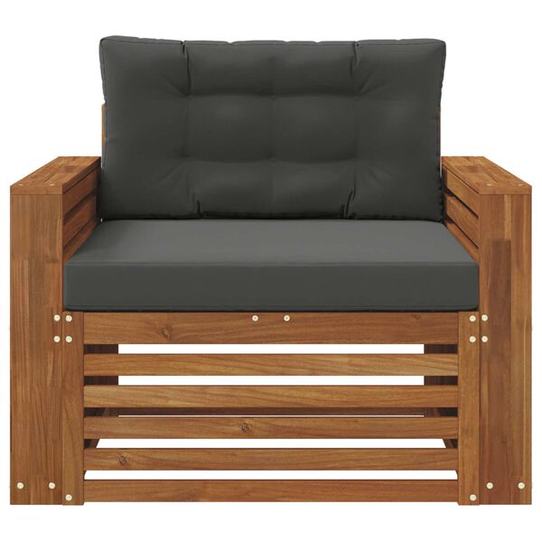 vidaXL Āra dīvānu komplekts Cieta akācijas koks un poliesters Dabiska