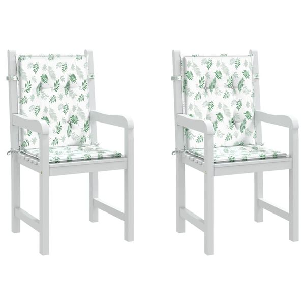 vidaXL krēslu matrači, 2 gab., lapu apdruka, audums