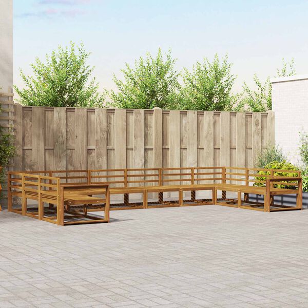 vidaXL Āra dīvānu komplekts 10 pcs Dabiska Cietā akācijas koks