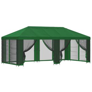 vidaXL Dārza paviljons ar sānu sienām 6 x 3 m Zaļa